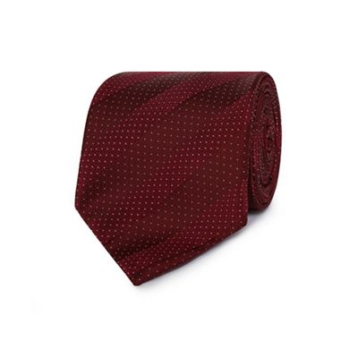 Dark red micro dot striped silk tie